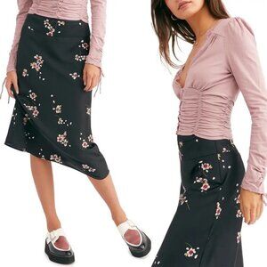 NWT Free People Bias Cut Floral Skirt Fallen Petal Size 6 Bohemian Boho MIdi New